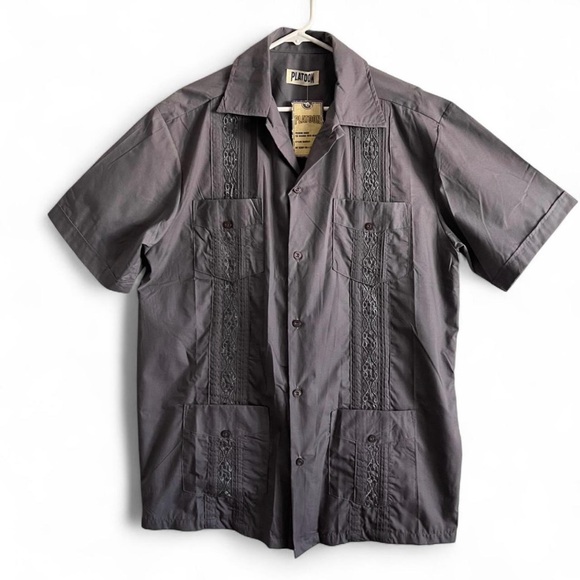 Platoon Men’s Guayabera Dark Grey - Picture 3 of 6
